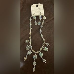 Dol Glass Bead and Swarovski‎ Crystal Necklace Set matching earrings